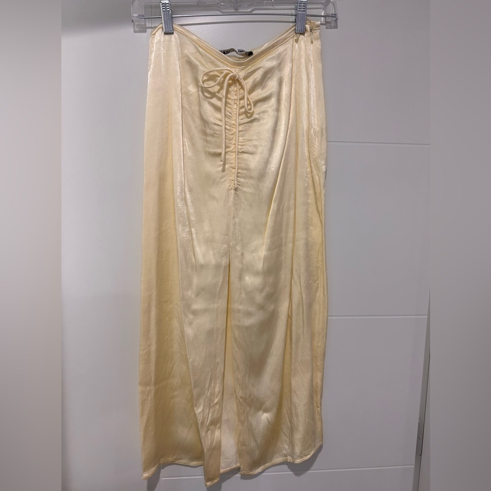 Zara yellow silk skirt